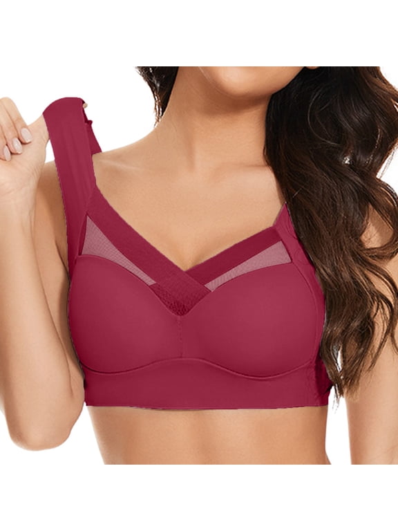 Womens Strapless Bras Running Bras for Women Stretchy Sports Bras for Women Strapless Bra Wireless Bra for Women Womens Bras Comfortable Front Closure Womens plus Size Bras(Brick Red,5XL)