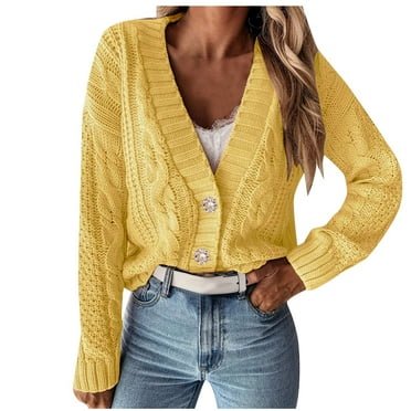 RbCulf Deals of the Week Clearance Cropped Cardigan Sweater for Womens V Neck Button Knit Cardigans Trendy Y2K Knitwear Coats Casual Short Cable Knitted Sweaters Fall Winter Jackets Outwear