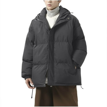 RbCulf Early Lightning Deals Deals Solid Hooded Cotton Jacket for Men Thickened Thermal Down Coats with Pockets Winter Warm Bubble Jackets Ski Outwear