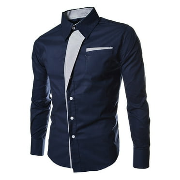 RbCulf Men's Dress Shirt Savings Clearance Long Sleeve Casual Button Down Shirts Basic Lapel Collar Cardigans Regular Fit Shirt for Business Party