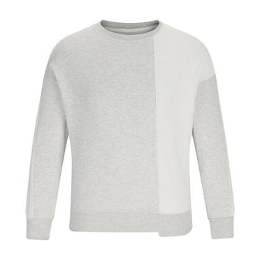 RbCulf Men's Splicing Sweatshirt Regular Fit Round Neck Tops Fall Winter Tunic Long Sleeve T-Shirt Fashion Irregular Hoodless Sweatshirts Home Top