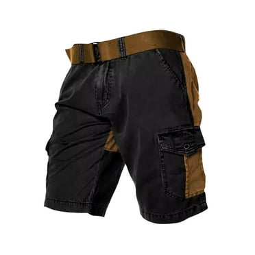 RbCulf Summer Savings Clearance Men's Cotton Casual Cargo Shorts Contrast Color Shorts Outdoor Hiking Twill 7'' Short Pants with Multi Pockets(No Belt)