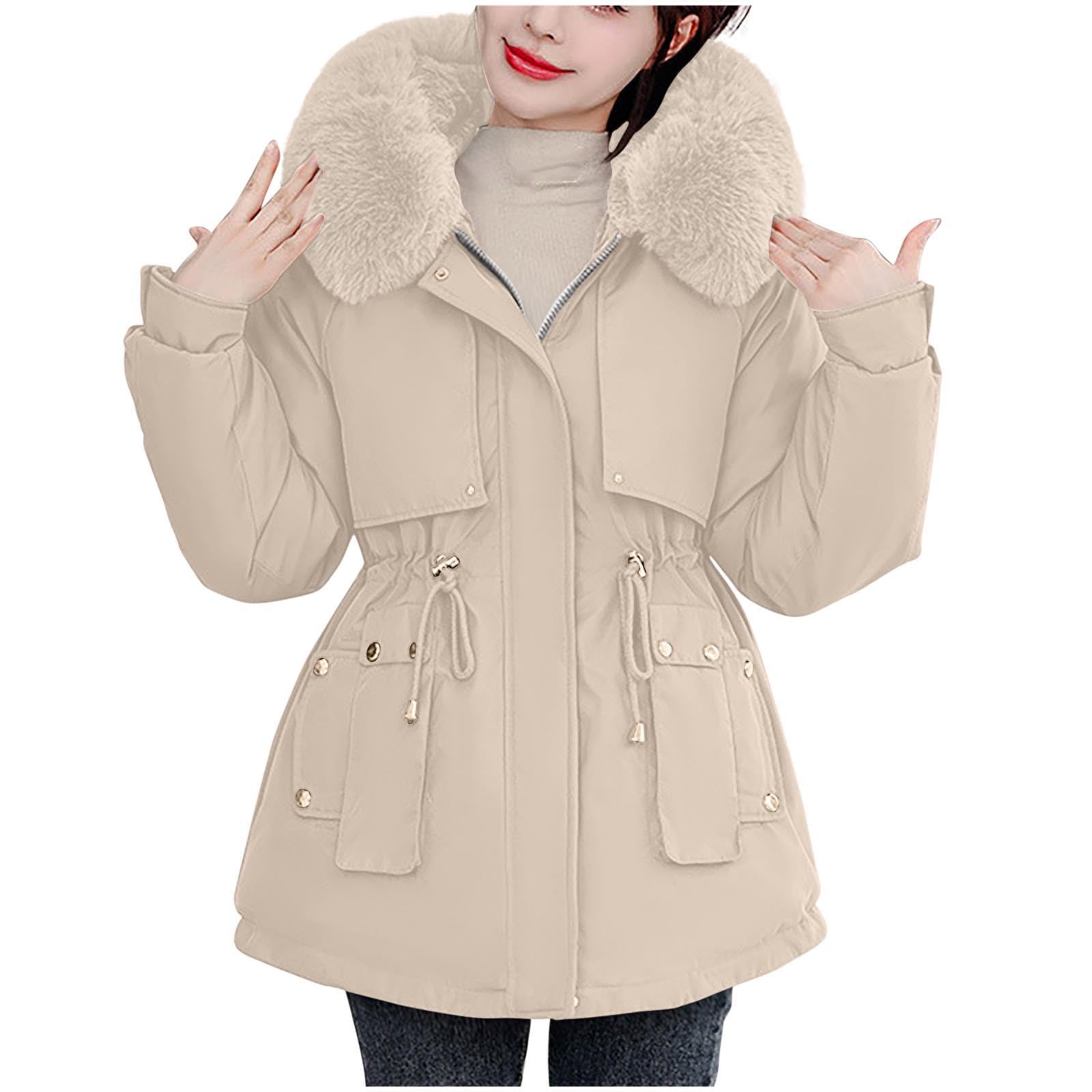 RbCulf Women's Winter Parkas Coats for Outdoor Mid-Length Waist