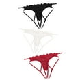 thumbnail image 1 of Rbaofujie 3 Pack Adjustable G String Thongs for Women Seamless Underwear High Cut Lace Trim Thong Womens Panties Multicolor XL Girls Underwear, 1 of 7