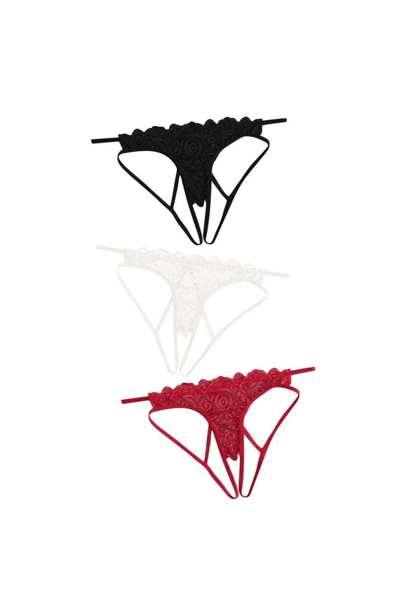 Rbaofujie 3 Pack G-String Thongs for Women Cotton Panties Stretch T-Back Tangas Low Rise Hipster Underwear Multicolor 2XL Womens Underwear