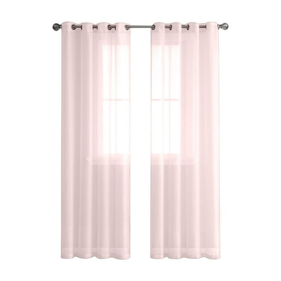 Rbaofujie 98" Pink Linen Sheer Curtains - Light Filtering Grommet Top Drapes for Bedroom & Living Room (1 Panel, 39"W x 98"L)