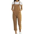 thumbnail image 1 of Rbaofujie Womens Jumpsuits, Women's Fashion Solid Color Large Size Literary Straps Casual Trousers Jumpsuit Brown, 1 of 7