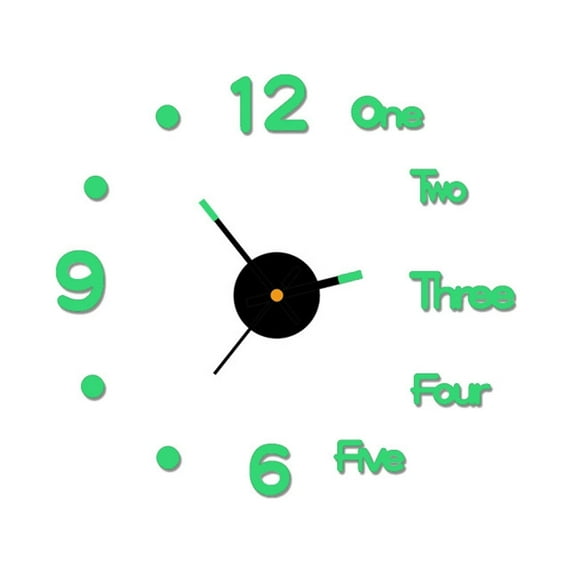 Rbaofujie Decorations for Living Room DIY Luminous Stereo Digital Wall Clock Wall Sticker Clock Living Room Decoration Clock Wall Clock for Bedroom Green