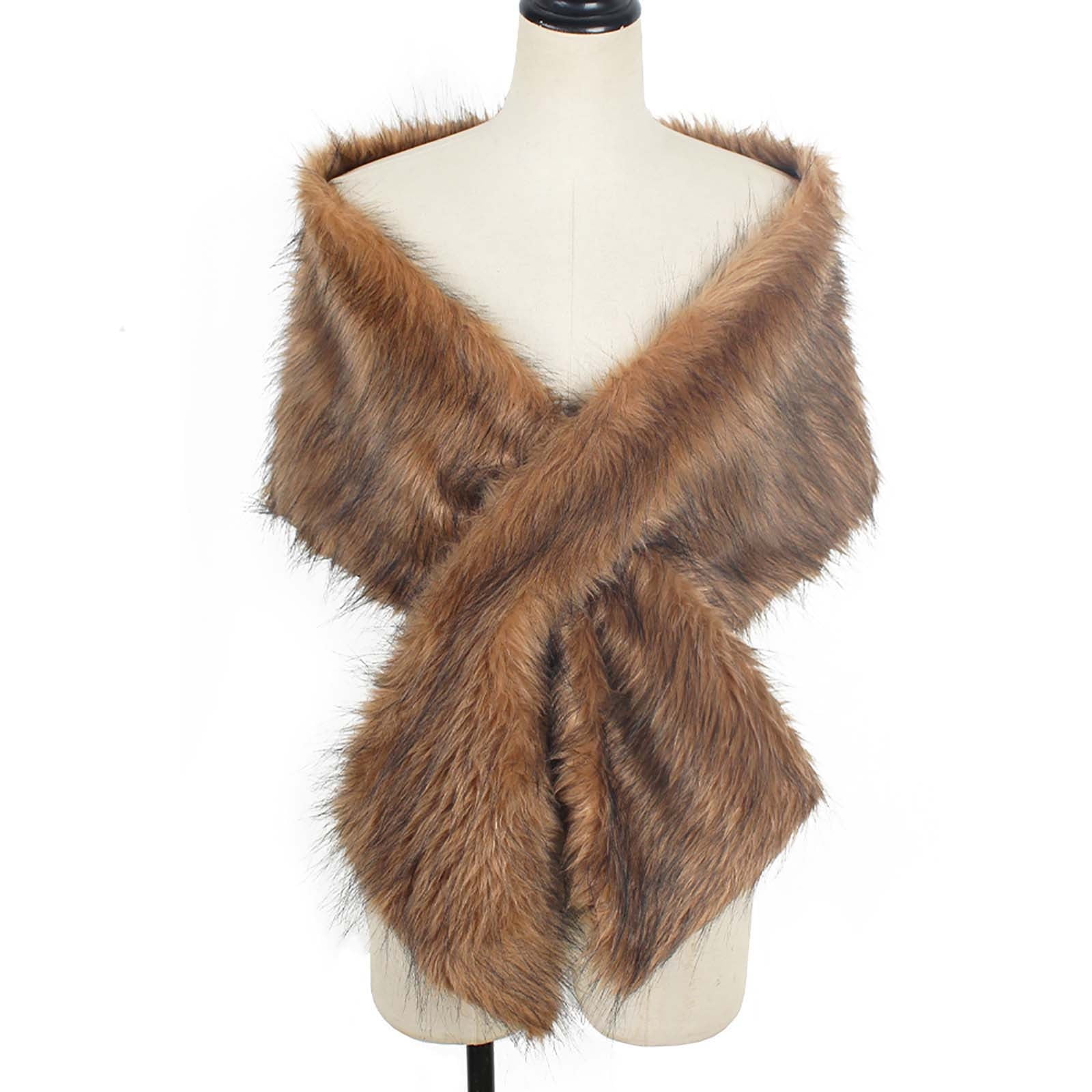brown faux fur shawl