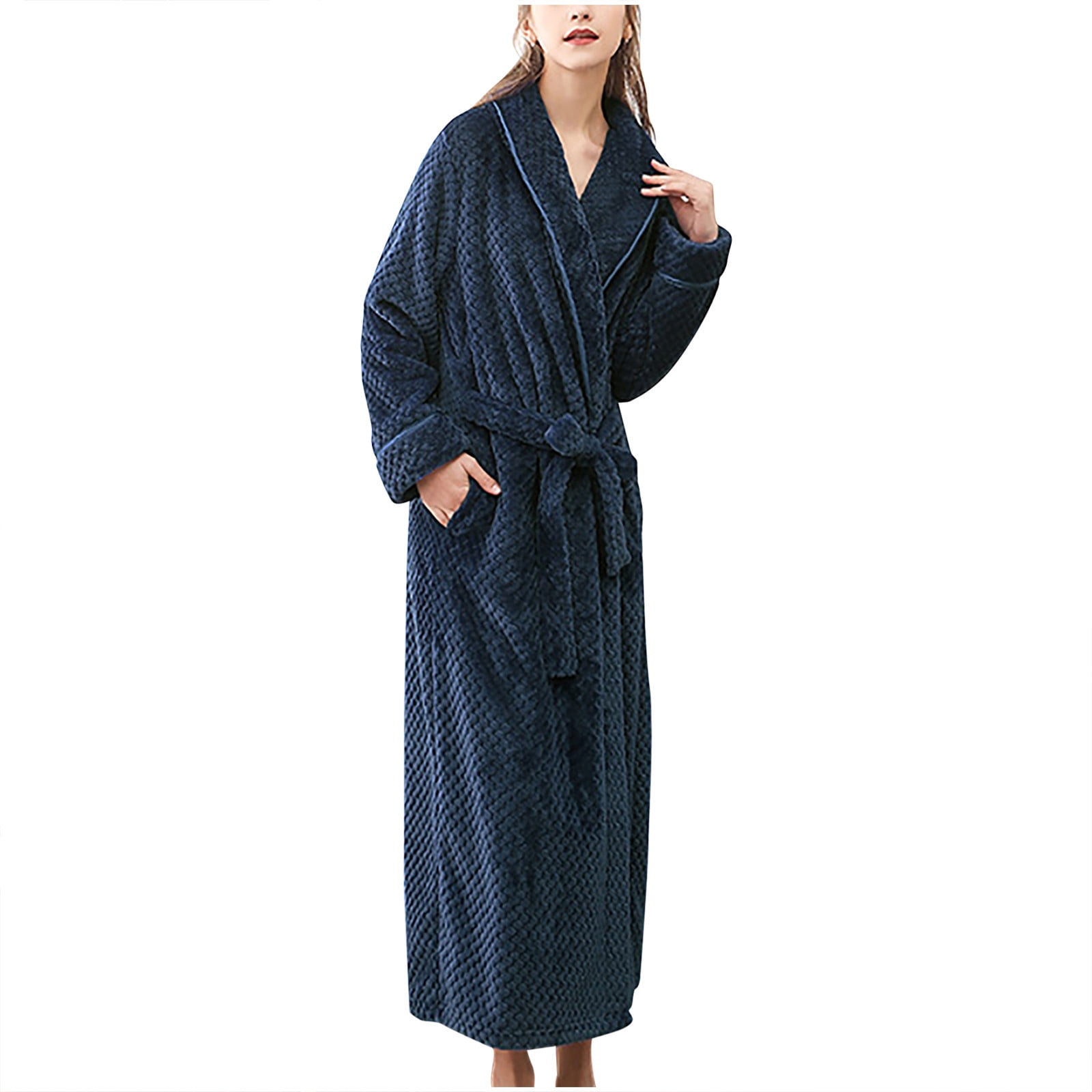 Rbaofujie Fleece Robe For Women, Plush Warm Bathrobe Womens, Fluffy ...