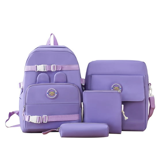 Rbaofujie Gym Bag Primary And Secondary School Backpack For The Start Of The School Season Four Piece Set With Large Capacity Canvas Backpack College Style Backp Book Bag Purple