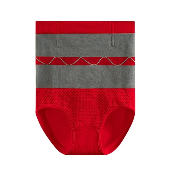 Rbaofujie Ladies Anion Comfortable Solid Color Large Size High Waist Warm Belly Hip Lift Thin Waist Panties Underwear Red XL Today Prime