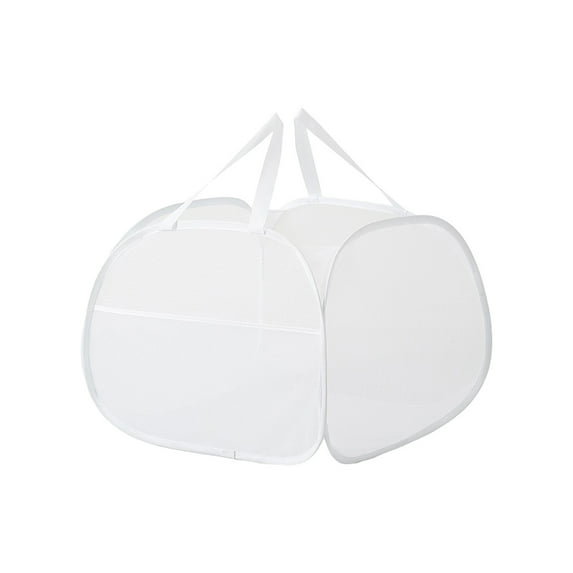 Rbaofujie Laundry Basket Mesh Laundry Hamper With Wide Opening And Side Pocket Breathable Sturdy Foldable And Space Saving Design For Laundry Clothes And Storage Big Laundry Basket White