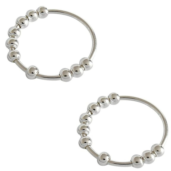 Rbaofujie Life Tool Anxiety Fidget Women Rings With Beads Stress Relief Spinn Ring Pro Silver