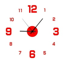 Rbaofujie Modern Wall Clock Large Wall Clock Watch DIY Sticker Wall Clocks Pared Home Decoration Special Living Room Home Decoration Office Shop Art Decor Classroom Decorations Red