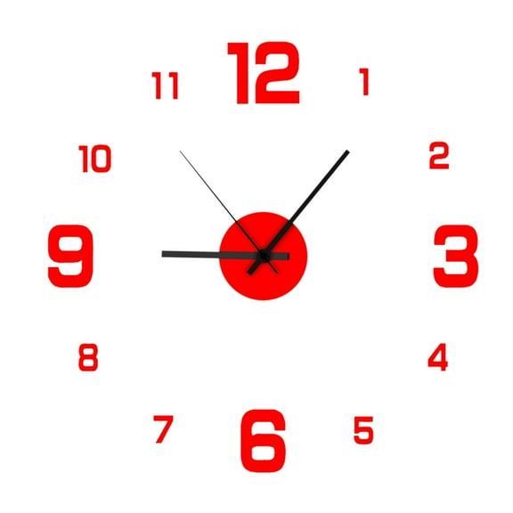 Rbaofujie Modern Wall Clock Large Wall Clock Watch DIY Sticker Wall Clocks Pared Home Decoration Special Living Room Home Decoration Office Shop Art Decor Classroom Decorations Red