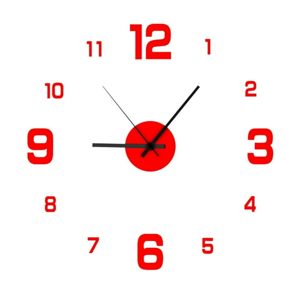 Rbaofujie Modern Wall Clock Large Wall Clock Watch DIY Sticker Wall Clocks Pared Home Decoration Special Living Room Home Decoration Office Shop Art Decor Classroom Decorations Red