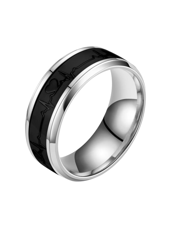 Rbaofujie Couple Rings Stainless Steel Ring Couple Ring Ring Ring Mood Ring Black