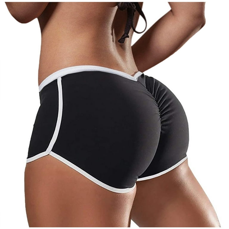 Rbaofujie Spandex Yoga Shorts with Pockets for Women, Low Waisted Workout  Booty Shorts Black L Seamless Underwear
