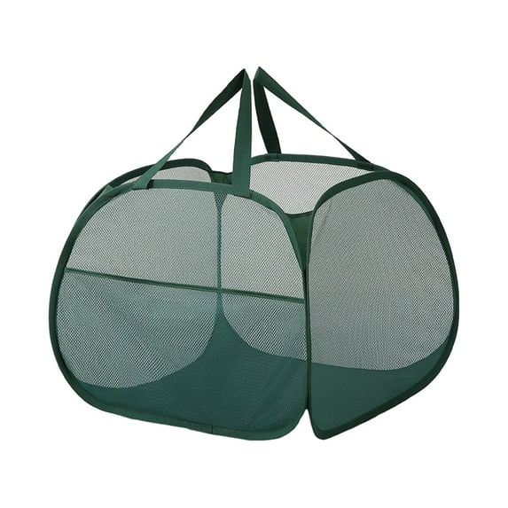 Rbaofujie Storage Basket Mesh Laundry Hamper With Wide Opening And Side Pocket Breathable Sturdy Foldable And Space Saving Design For Laundry Clothes And Storage Laundry Basket Organizer Green
