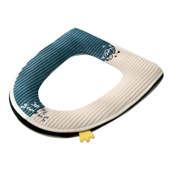 Rbaofujie Toilet Seat Cushion Splice Plush Toilet Seat Household Warm Flannel Toilet Seat Thickened Plush Toilet Cover Elongated Bowl Toilet Seat Blue