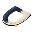 thumbnail image 1 of Rbaofujie Toilet Seat Round Splice Plush Toilet Seat Household Warm Flannel Toilet Seat Thickened Plush Toilet Cover Toilet Seat Blue, 1 of 4