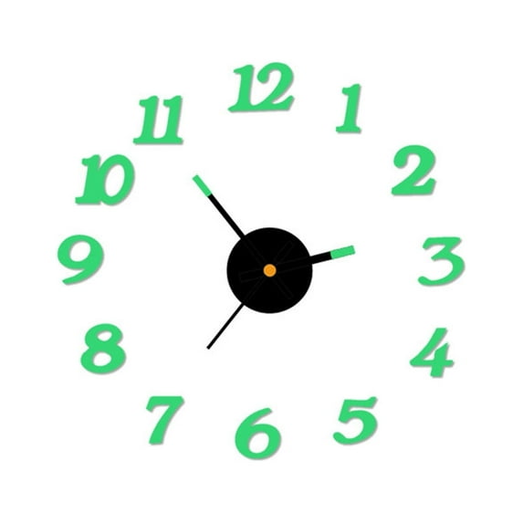 Rbaofujie Wall Clock Decorative DIY Luminous Stereo Digital Wall Clock Wall Sticker Clock Living Room Decoration Clock Wall Decorations for Living Room Green