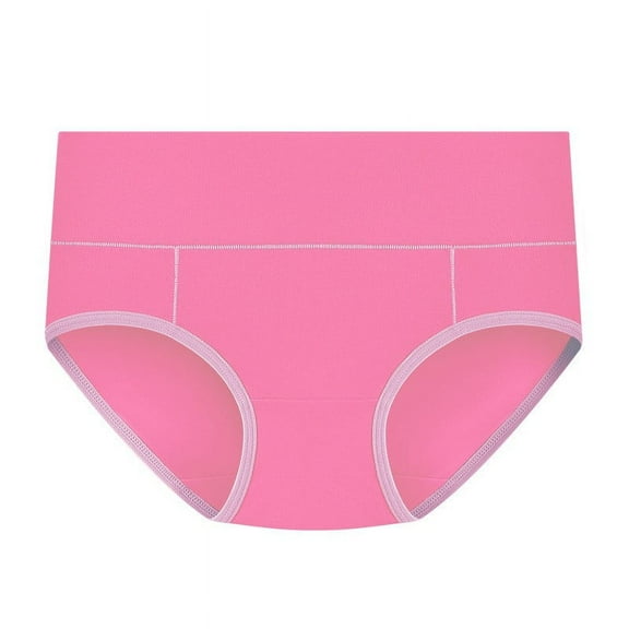 Rbaofujie Women's Cotton Underwear High Waist Stretch Briefs Soft Underpants Breathable Ladies Panties Hot Pink 2XL Back To School Supplies