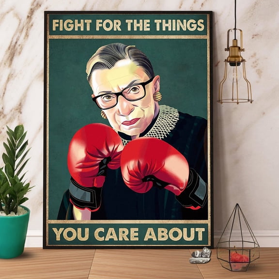 Rbg Boxing Fight For The Things You Care About Retro Paper Poster No Frame Matte Wall Art Decor 11 x 17 Inch Poster