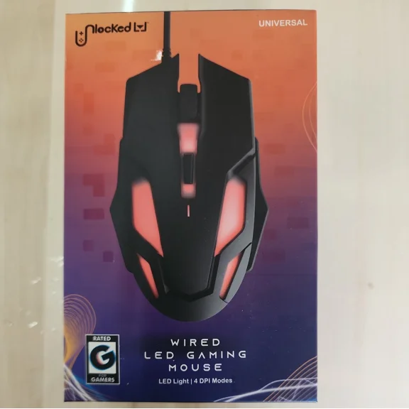 Rbg Wired Gaming Mouse Led Light 4 Dpi Modes Ergonomic Design Usb Connector Nib