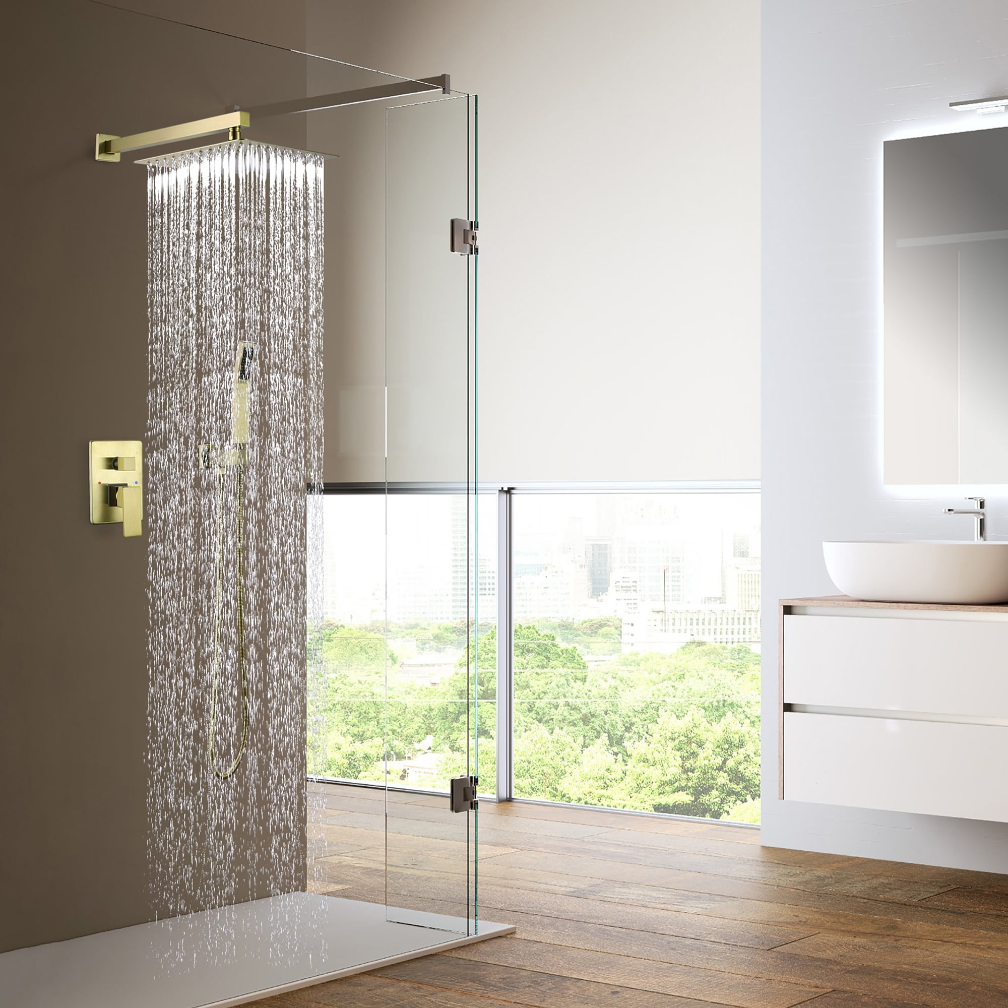 Rbrohant Wall Mounted Rainfall Shower System with Rough in Valve