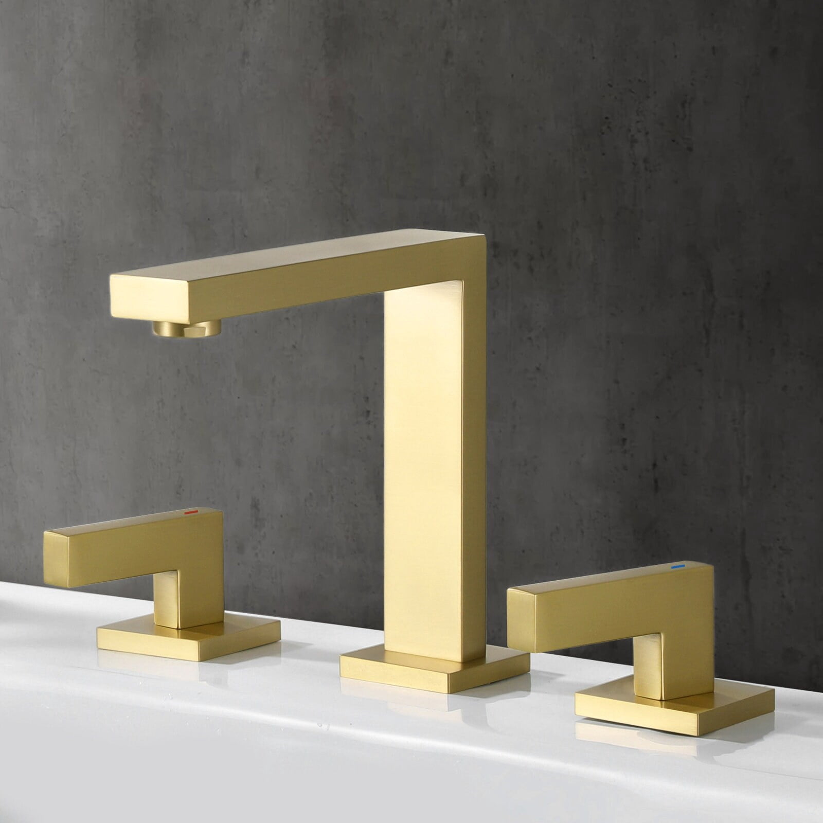 RBROHANT Brushed Gold 8" Widespread Bathroom Faucet - 2 Handle, 360° Swivel Spout, Solid Brass Construction