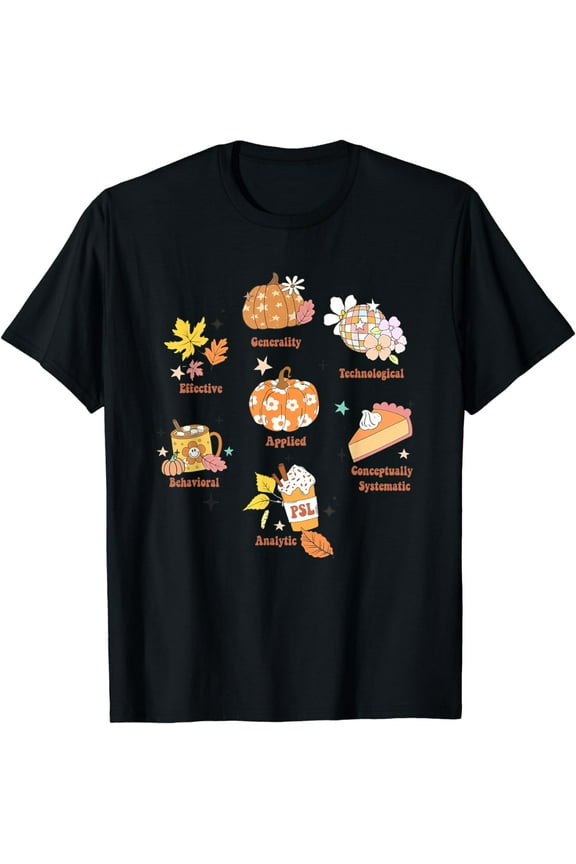 Rbt Aba Bcba Pecs 7 Dimensions Of Behavior Therapist Autumn T-Shirt