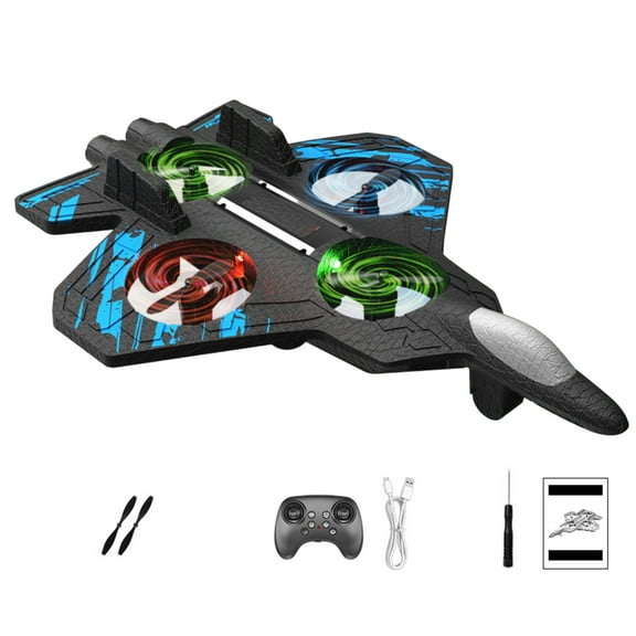 Rc Airplane With Remote Control, Stunt Foam Aircraft With Colorful Lights, All-In-One Kit With 2 Spare Blades, Battery, Charger, Screwdriver, Manual, For Beginners And Outdoor