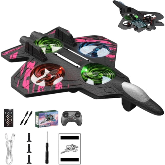 Rc Jet, Rc Stunt Fighter Helicopter for Kids with 360° Flips & LED Lights, Christmas Remote Control Helicopter,Remote Control Foam Airplane for Sky Riders RC Jet (1 Battery,Red)