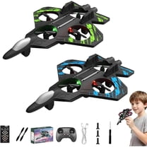 Rc Jet, Rc Stunt Fighter Jet Toy for Kids with 360° Flips & LED Lights, Foam Remote Control Airplane for Kids & Beginners, Durable for Boys Girls & Aviation (Blue Green)