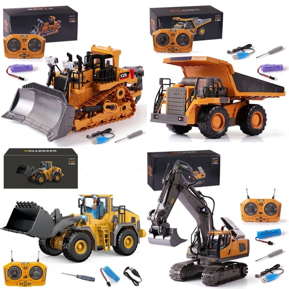 Rc Machines - Master The Worksite, Rcworkz Trucks And Construction Equipment, 2.4GHz RC Construction Vehicle with Cool Lights and Real Sounds, Realistic Engineering Design