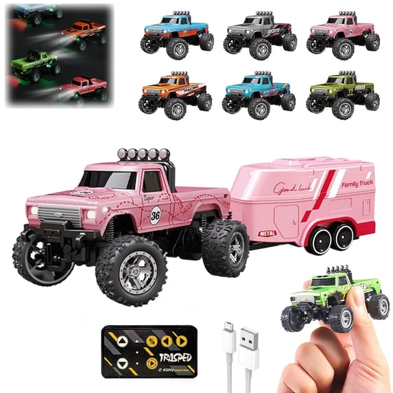 Rc Monster Truck, Monster Truck Remote Control, 1:64 in Scale, Die Cast Metal toy Cars, Monster Truck Remote Control Car, Led Truck Lights, Led Light Bar for Truck, Rc Truck and