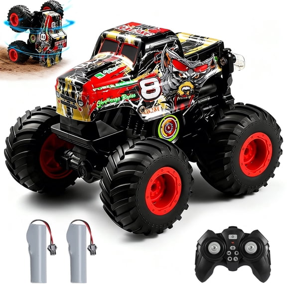 VKFVKF Rc Monster Trucks,Dinosaur Remote Control Car with Spray, Light & Sound,360° Rotating RC Stunt Car for Boys