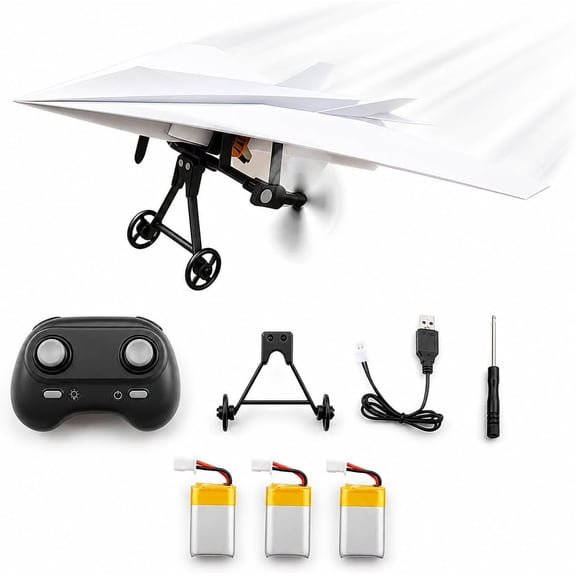 Rc Paper Airplane, 2026 New Rc Paper Airplane Kit, DIY Electric Remote Control Plane with Gyro Stabilizer and Dual Propellers, Childhood Nostalgia and Modern Engineering