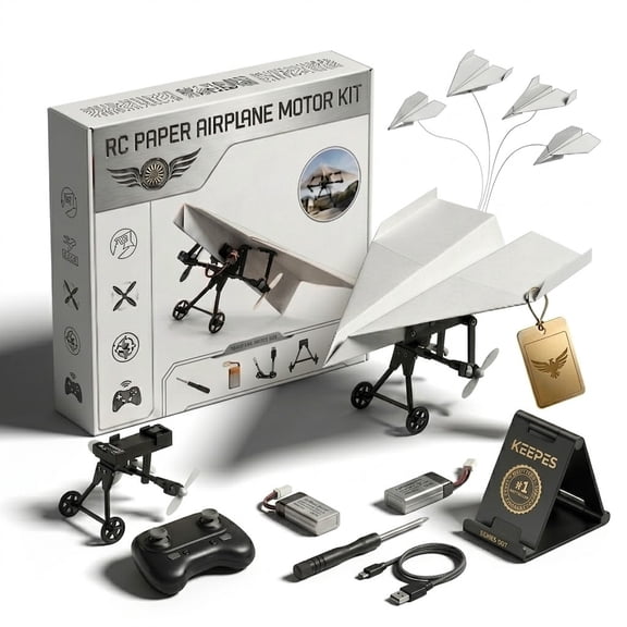 Rc Paper Airplane DIY Kit Electric Remote Control Plane with Gyro Stabilizer Dual Propellers Foldable Lightweight Glider Tool for Hobbyists and Beginner Flyers
