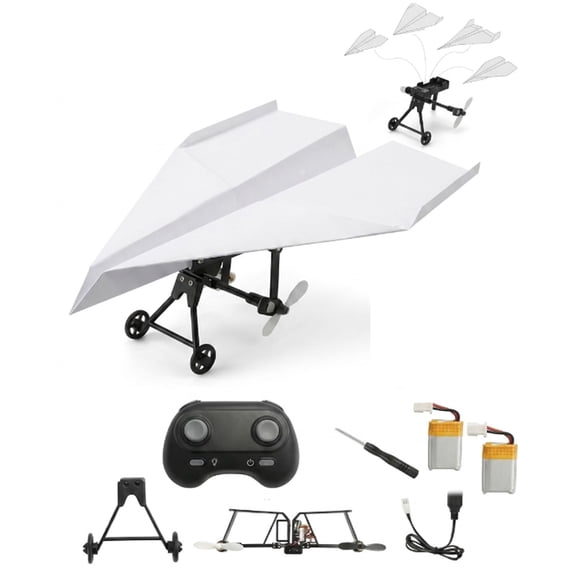 Rc Paper Airplane DIY Kit Electric Remote Control Plane with Gyro Stabilizer Dual Propellers Foldable Lightweight Glider Tool for Hobbyists and Beginner Flyers