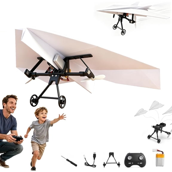 Rc Paper Airplane Kit, 2026 Upgraded DIY Rc Airplane Kit, DIY Electric Remote Control Plane with Dual Propellers, Foldable Flying Stem Toys Micro Fixed Wing Drone for Hobbyists, Pilots, Tinkerers