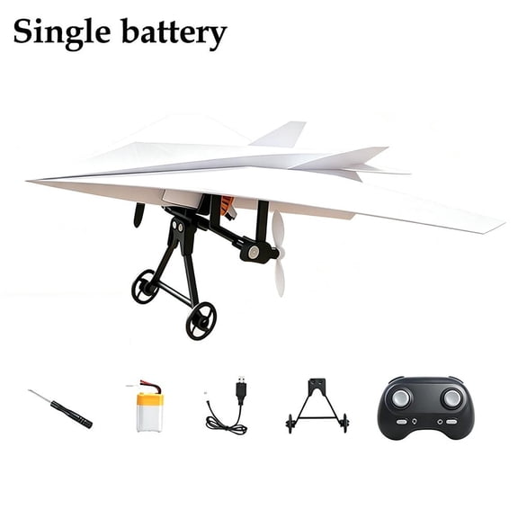 Rc Paper Airplane Kit with Gyro Stabilizer,DIY Electric Remote Control Plane with Dual Propellers, Lightweight Foldable Flying Toy Micro Fixed Wing Drone