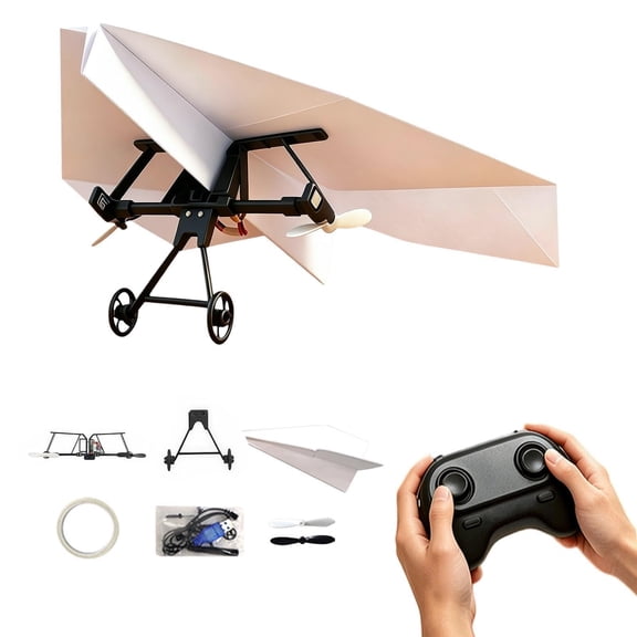 Rc Paper Airplane Kit with Gyro Stabilizer, DIY Dual Propellers Electric Remote Control Plane, Cool Tech Gadget