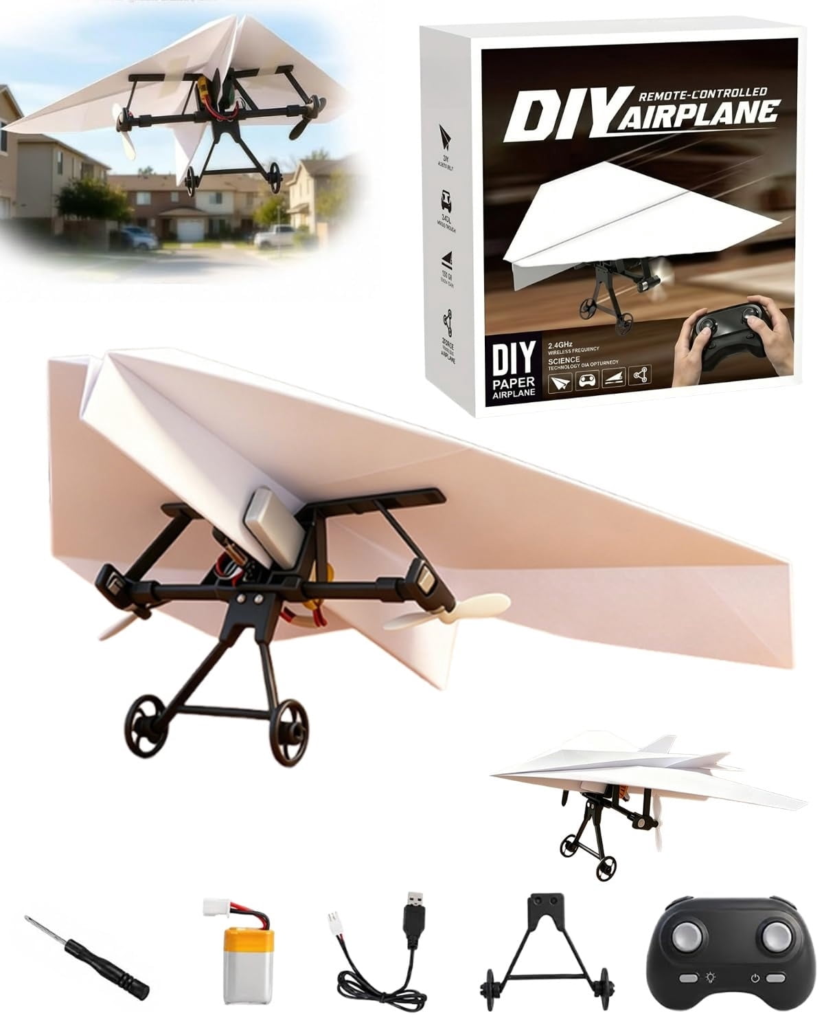 Toy Plane Using Motor Rc Paper Airplane Motor Kit DIY Model Airplanes Launcher Construction ...