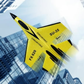Rc Plane, Gravity Glider Foam Remote Control Fighter With 360° Control, Glider With Lights Airplane Model, 1 Plane + 1 Remote + 1 Usb Charging Cable, Yellow