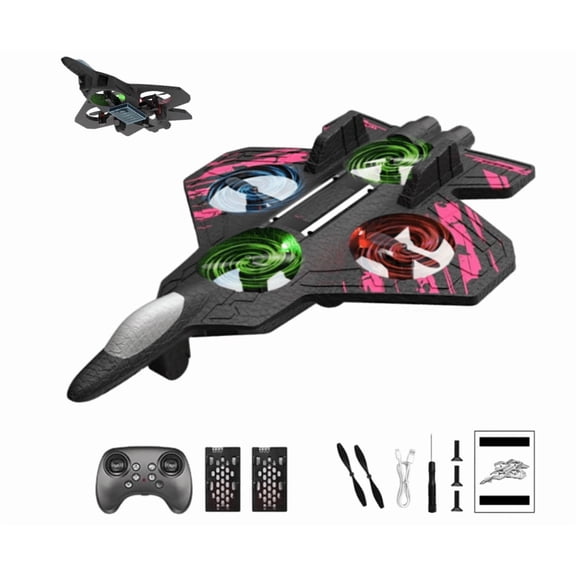 Rc Stunt Fighter Jet Toy, Remote Control Jet with Lights, 360° Flip Stunt Rc Plane Toy, Easy Fly Fighter Aircraft Gift for Birthday (Pink|Single Cell)