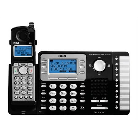 RCA - RCA-25252 ViSYS DECT 6.0 Expandable Cordless Phone System with Digital Answering System - Black/silver