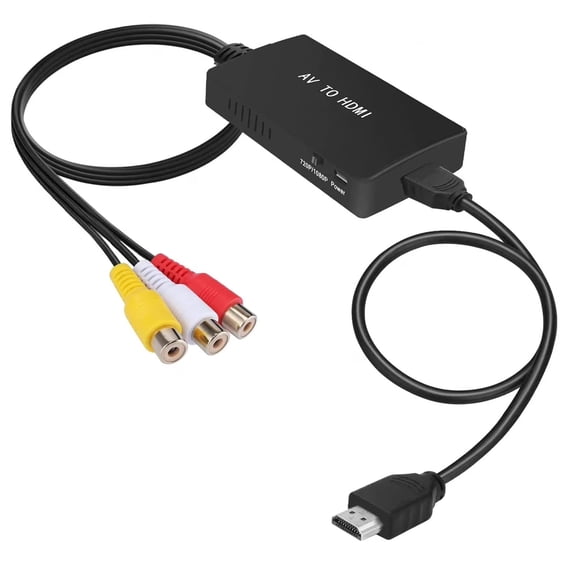 Rca to HDMI ConverterAnalog Composite to HDMI Adapter, Compatible with PS one, PS2, PS3, STB, Xbox, VHS, VCR, Blue-Ray DVD PlayersSupport PAL/NTSC with USB Charge Cable